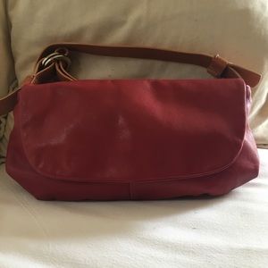 Red leather shoulder bag